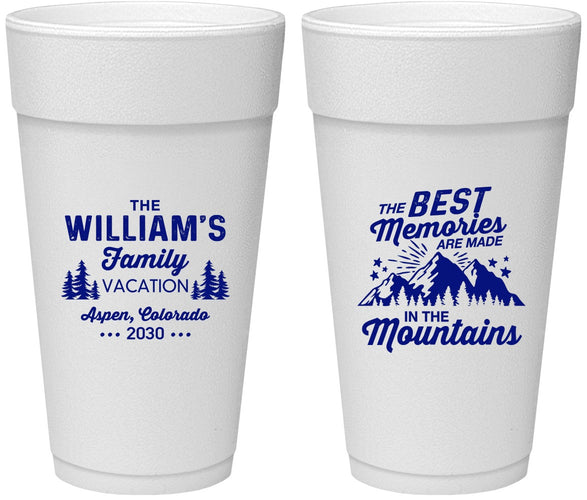 Personalized Family Vacation 24 oz Foam Cups - Mountains | 180022