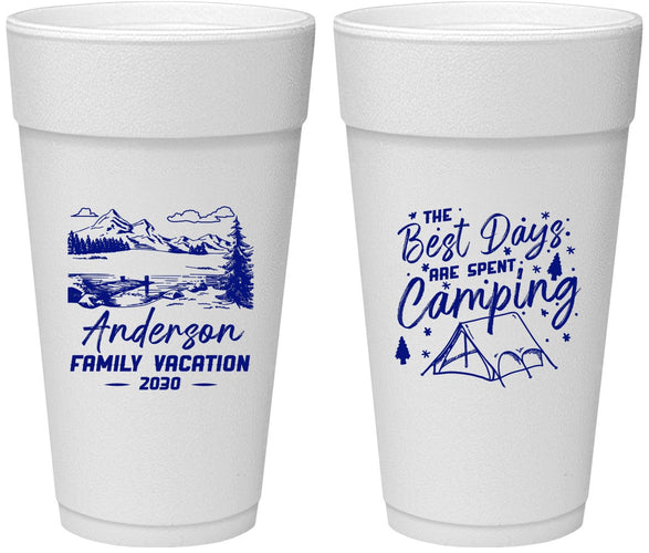 Personalized Family Vacation 24 oz Foam Cups - Camping Trip | 180025