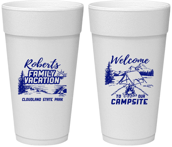 Personalized Family Vacation 24 oz Foam Cups - Camping Trip | 180026