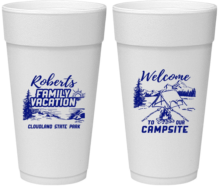 Personalized Family Vacation 24 oz Foam Cups - Camping Trip | 180026