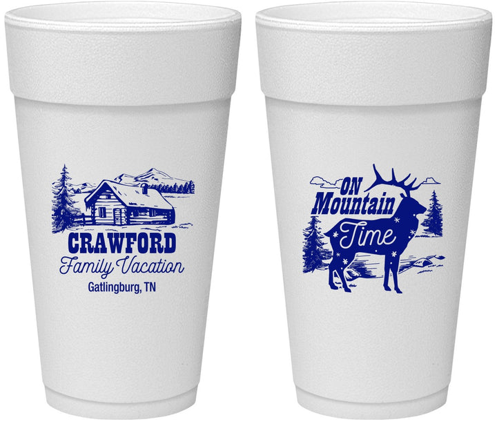 Personalized Family Vacation 24 oz Foam Cups - Mountain | 180027