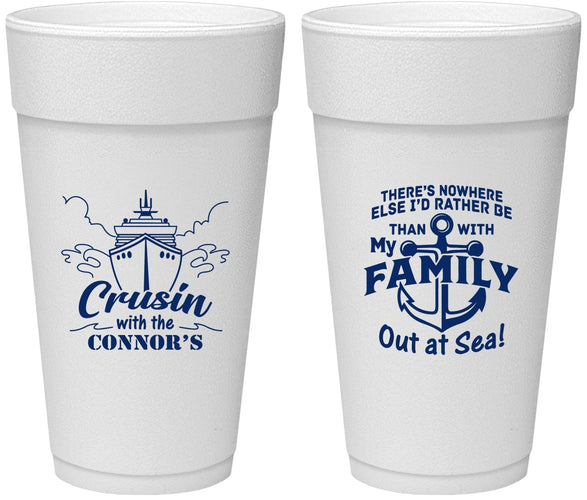 Personalized Family Vacation 24 oz Foam Cups - Nautical Cruise | 180031