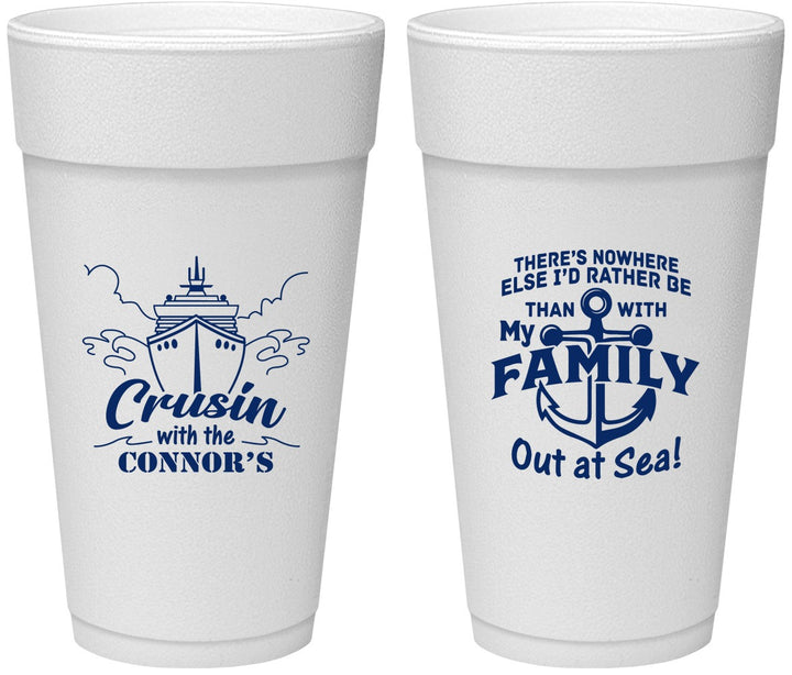 Personalized Family Vacation 24 oz Foam Cups - Nautical Cruise | 180031