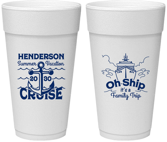Personalized Family Vacation 24 oz Foam Cups - Oh Ship Cruise | 180032