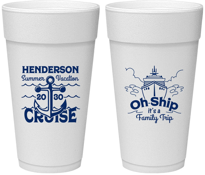 Personalized Family Vacation 24 oz Foam Cups - Oh Ship Cruise | 180032