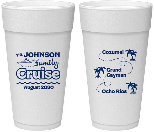 Personalized Family Vacation 24 oz Foam Cups - Cruise Ship | 180035