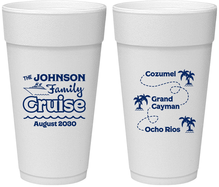 Personalized Family Vacation 24 oz Foam Cups - Cruise Ship | 180035
