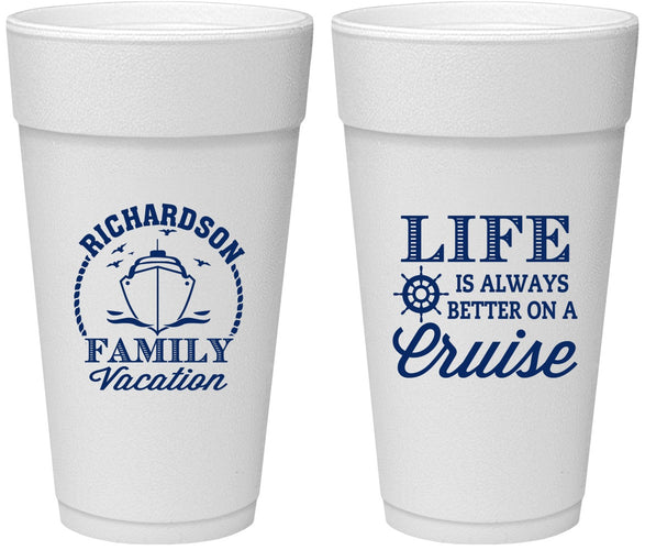 Personalized Family Vacation 24 oz Foam Cups - Cruise Ship | 180036