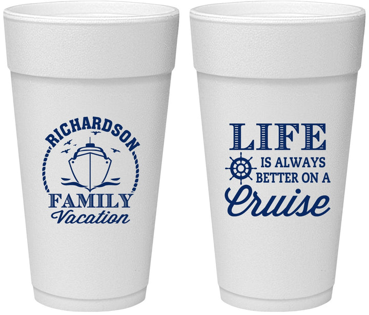 Personalized Family Vacation 24 oz Foam Cups - Cruise Ship | 180036