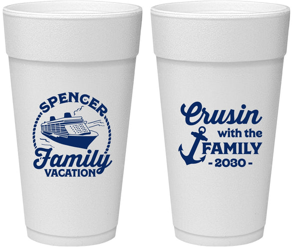 Personalized Family Vacation 24 oz Foam Cups - Cruisin Ship | 180037