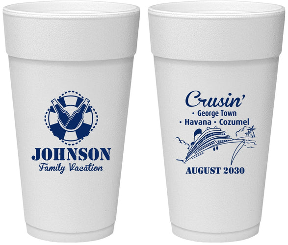 Personalized Family Vacation 24 oz Foam Cups - Cruisin Ship | 180039