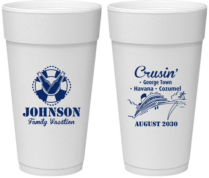 Personalized Family Vacation 24 oz Foam Cups - Cruisin Ship | 180039