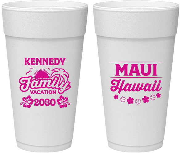 Personalized Family Vacation 24 oz Foam Cups - Hawaii | 180040