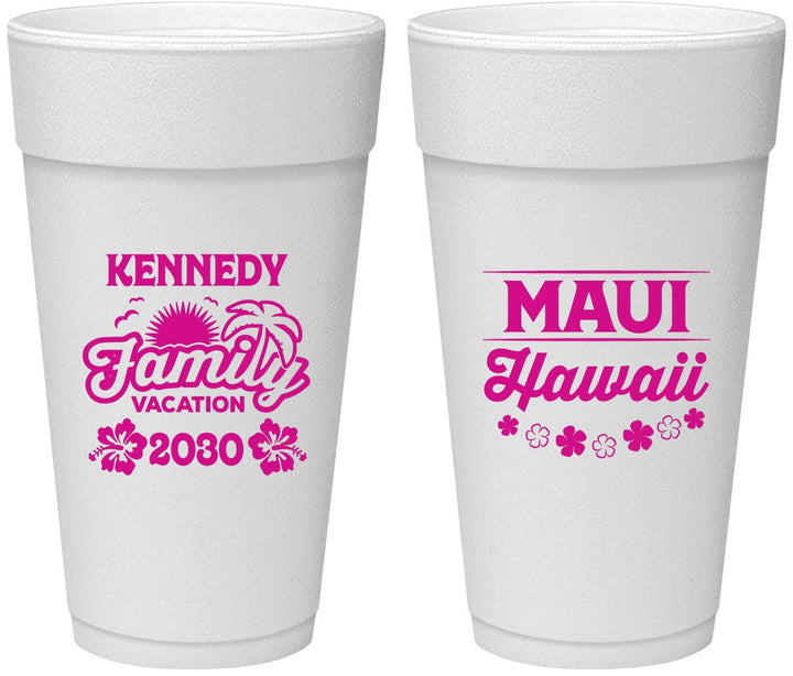 Personalized Family Vacation 24 oz Foam Cups - Hawaii | 180040