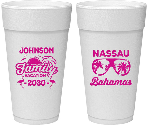 Personalized Family Vacation 24 oz Foam Cups - Bahamas | 180041