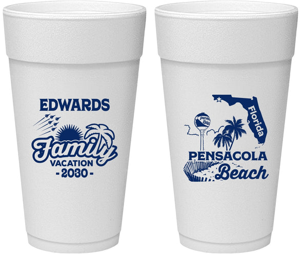 Personalized Family Vacation 24 oz Foam Cups - Florida | 180044