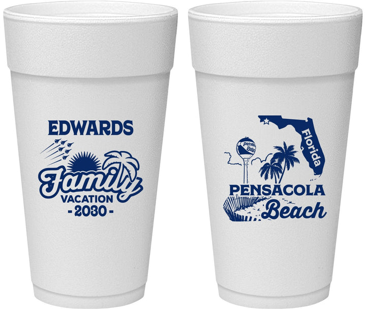 Personalized Family Vacation 24 oz Foam Cups - Florida | 180044