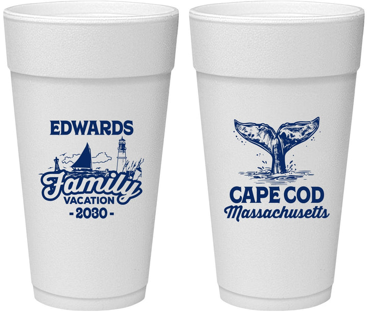 Personalized Family Vacation 24 oz Foam Cups - Cape Cod | 180046