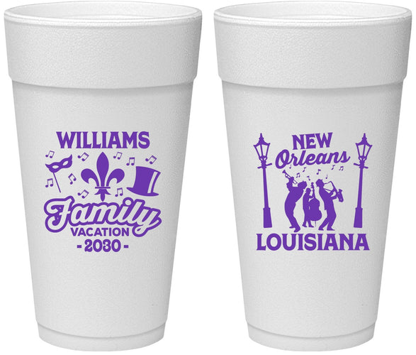 Personalized Family Vacation 24 oz Foam Cups - New Orleans | 180047
