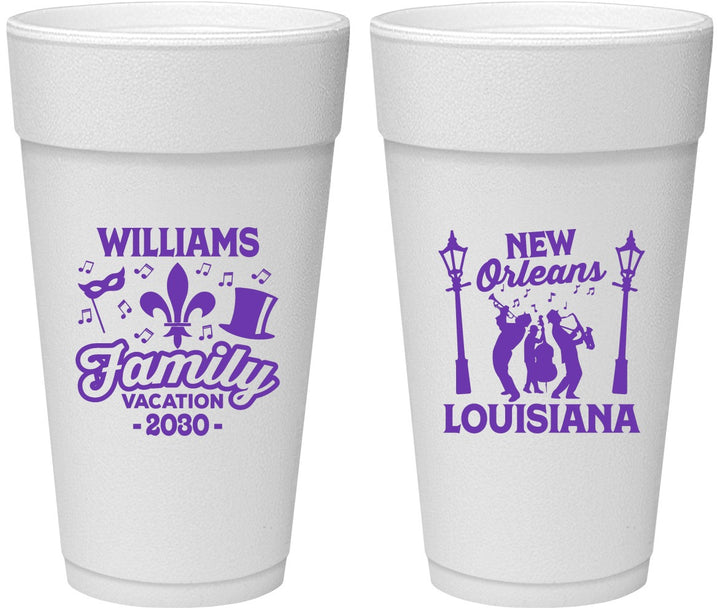 Personalized Family Vacation 24 oz Foam Cups - New Orleans | 180047