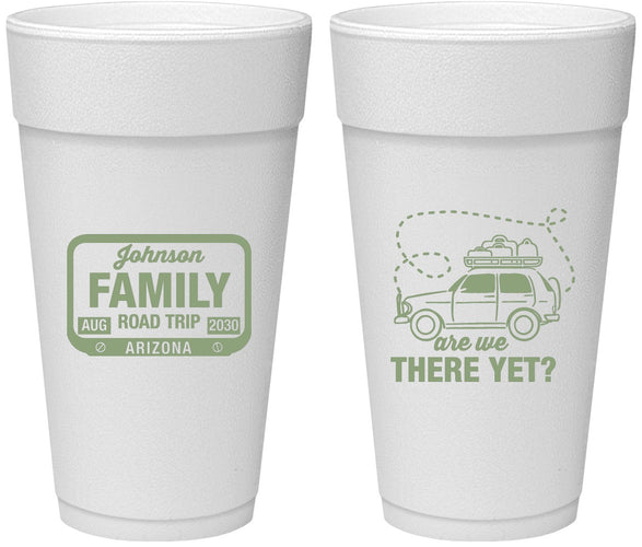 Personalized Family Vacation 24 oz Foam Cups - Road Trip Car | 180050