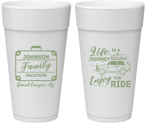 Personalized Family Vacation 24 oz Foam Cups - Road Trip Car | 180051