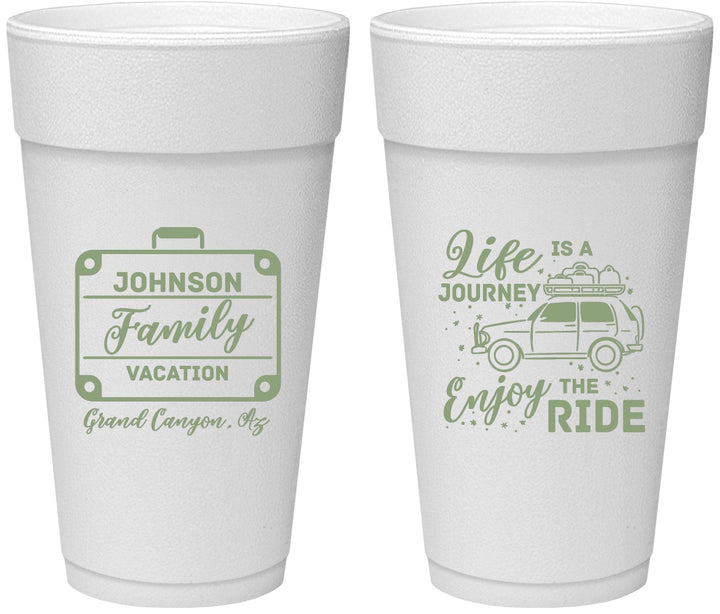 Personalized Family Vacation 24 oz Foam Cups - Road Trip Car | 180051