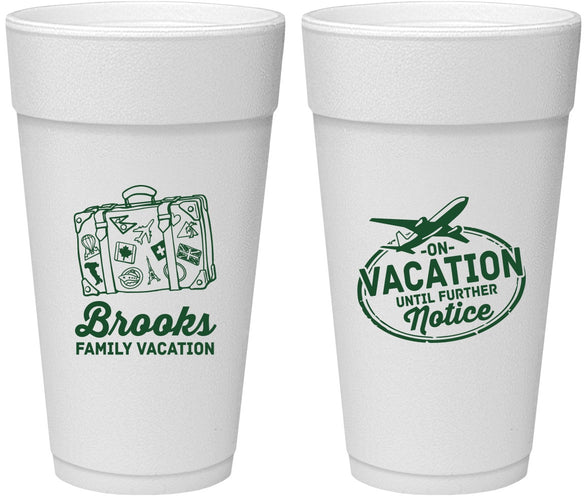 Personalized Family Vacation 24 oz Foam Cups - Road Trip Plane | 180052