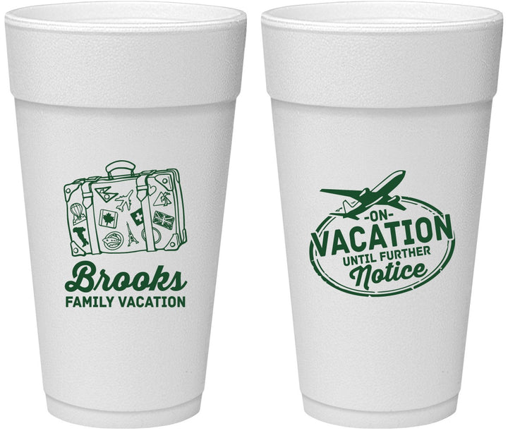 Personalized Family Vacation 24 oz Foam Cups - Road Trip Plane | 180052