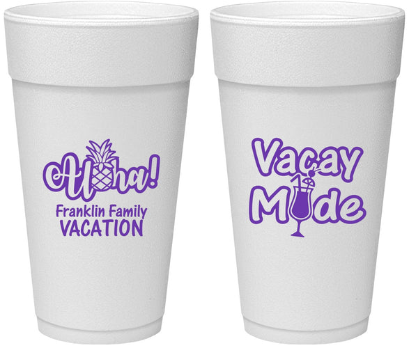 Personalized Family Vacation 24 oz Foam Cups - Hawaii | 180053