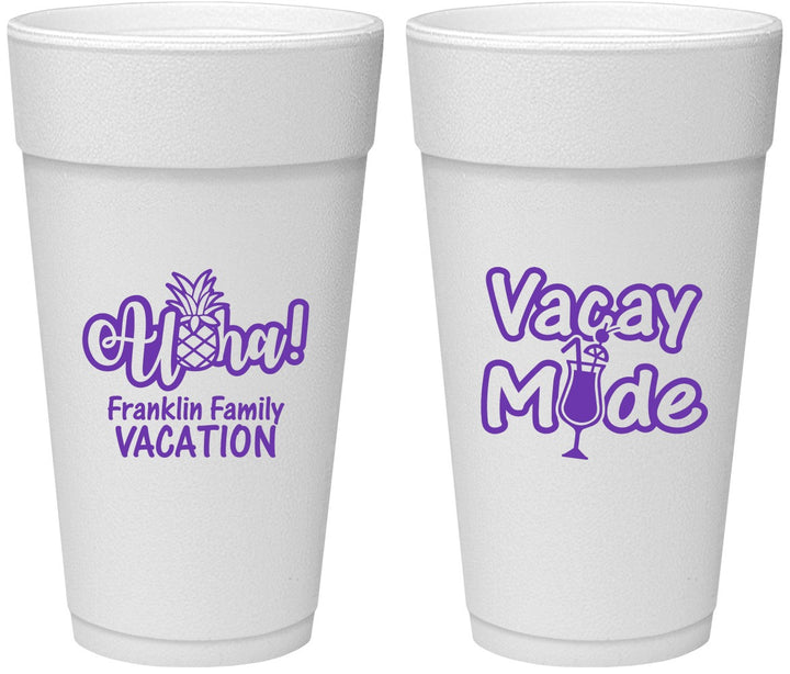Personalized Family Vacation 24 oz Foam Cups - Hawaii | 180053