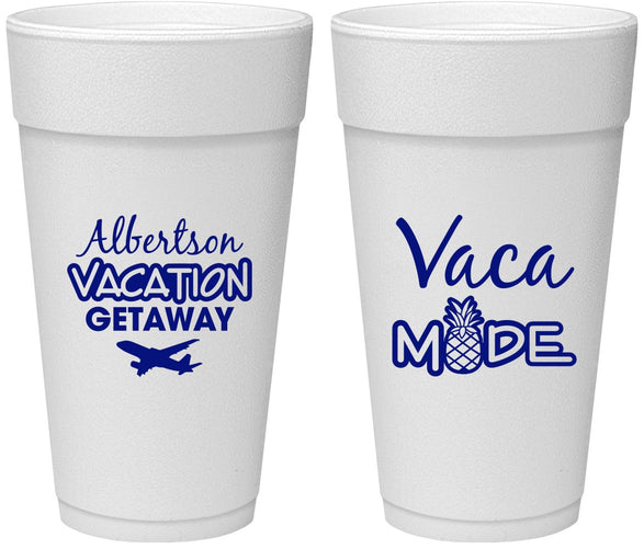 Personalized Family Vacation 24 oz Foam Cups - Vacay Vibes Trip | 180055