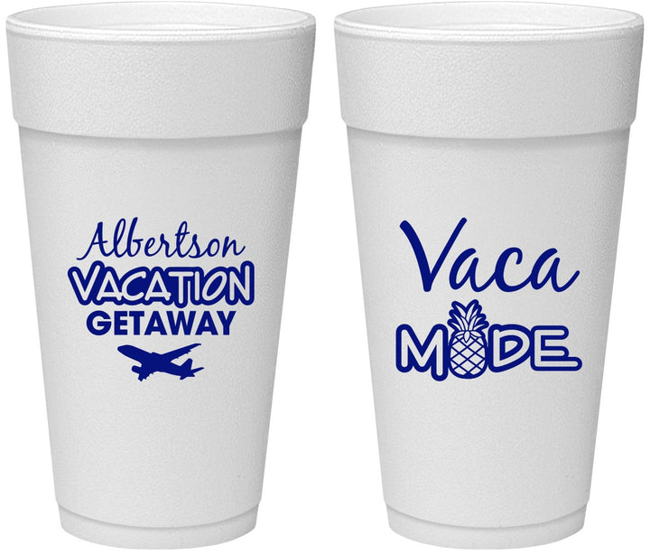 Personalized Family Vacation 24 oz Foam Cups - Vacay Vibes Trip | 180055