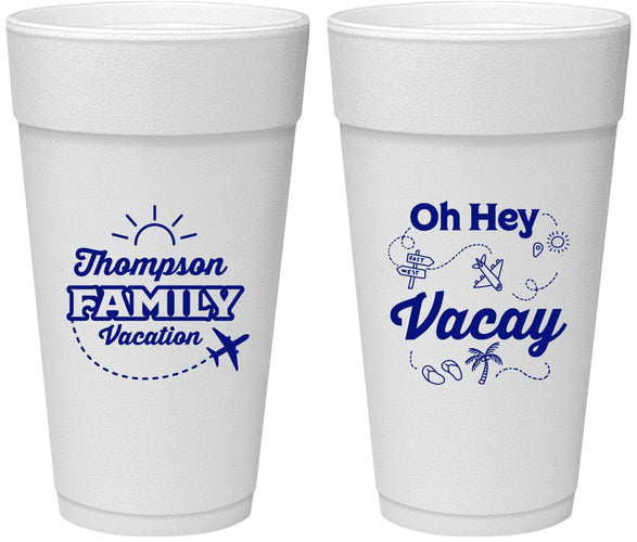 Personalized Family Vacation 24 oz Foam Cups - Beach | 180056