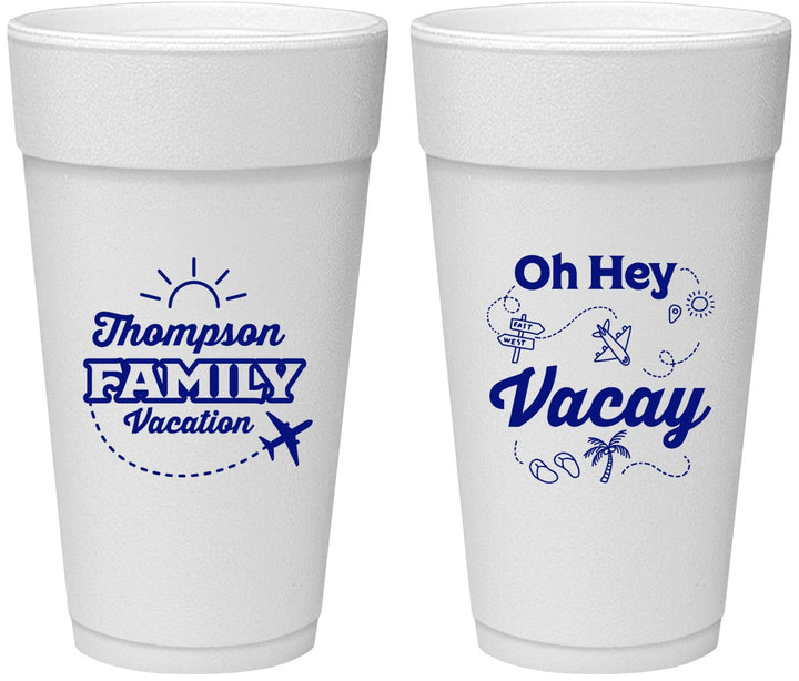 Personalized Family Vacation 24 oz Foam Cups - Beach | 180056