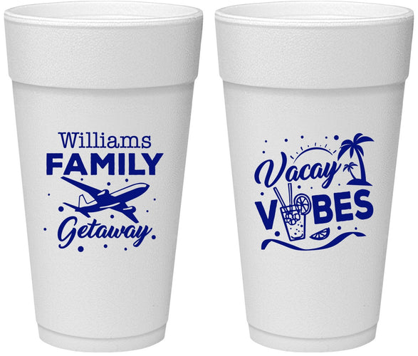 Personalized Family Vacation 24 oz Foam Cups - Life Is Good At The Beach | 180058