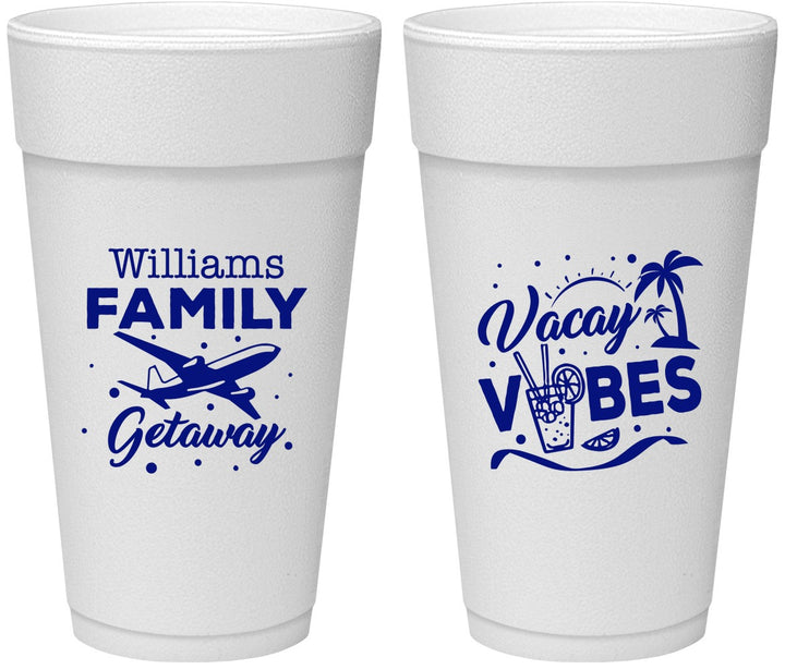 Personalized Family Vacation 24 oz Foam Cups - Life Is Good At The Beach | 180058