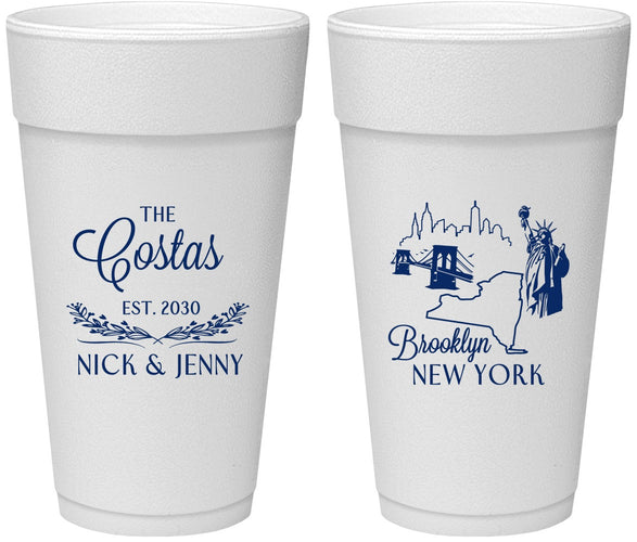 Personalized Wedding 24 oz Foam Cups - New  York | 181