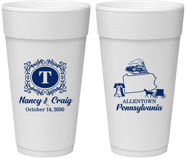 Personalized Wedding 24 oz Foam Cups - Pennsylvania | 187