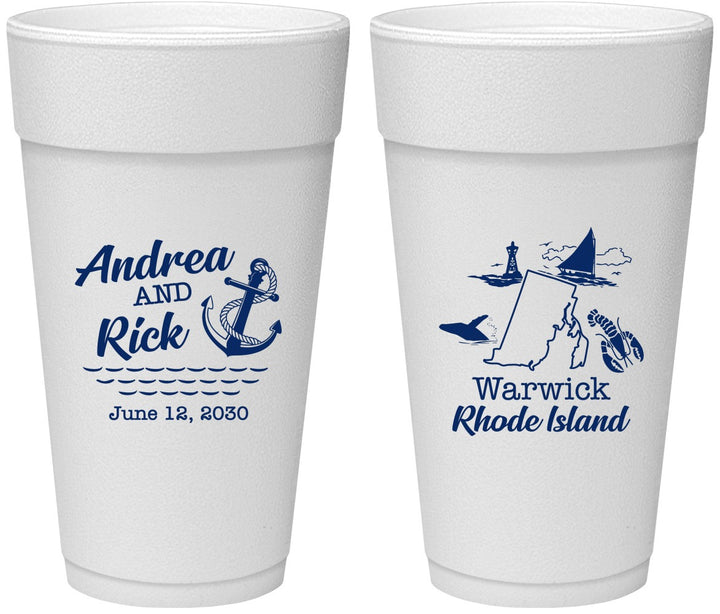 Personalized Wedding 24 oz Foam Cups - Rhode Island | 188