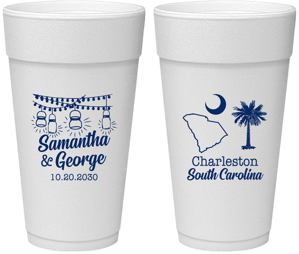 Personalized Wedding 24 oz Foam Cups - South Carolina | 189
