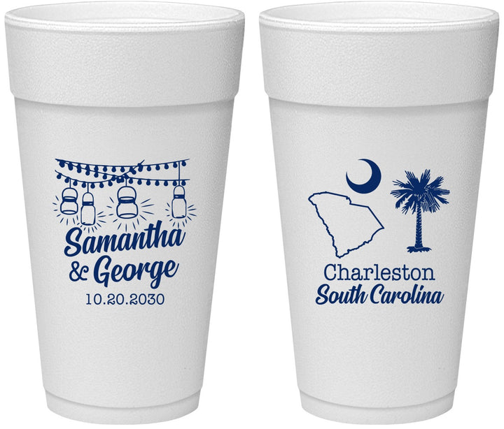 Personalized Wedding 24 oz Foam Cups - South Carolina | 189