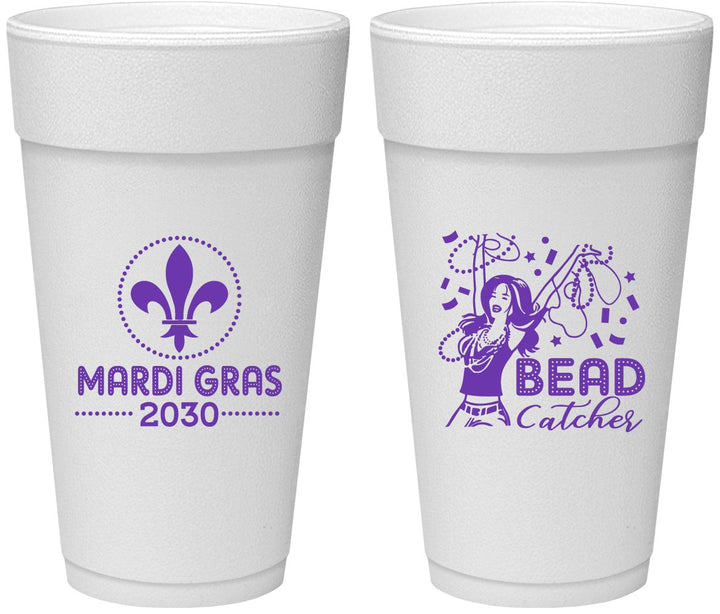 Personalized Mardi Gras 24 oz Foam Cups - Bead Catcher Nola | 190000