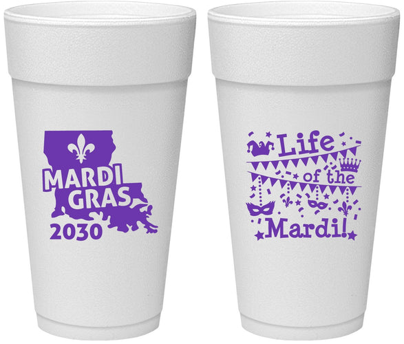 Personalized Mardi Gras 24 oz Foam Cups - Life Of The Mardi | 190001