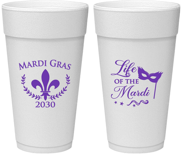 Personalized Mardi Gras 24 oz Foam Cups - Life Of The Mardi | 190004