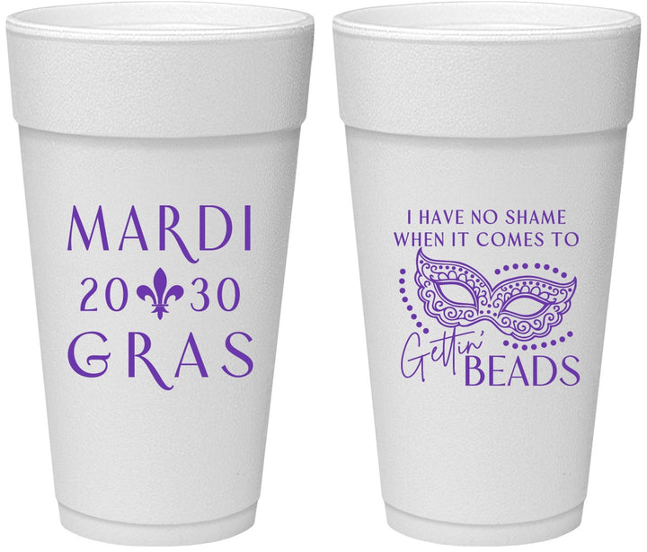 Personalized Mardi Gras 24 oz Foam Cups - Nola New Orleans | 190006