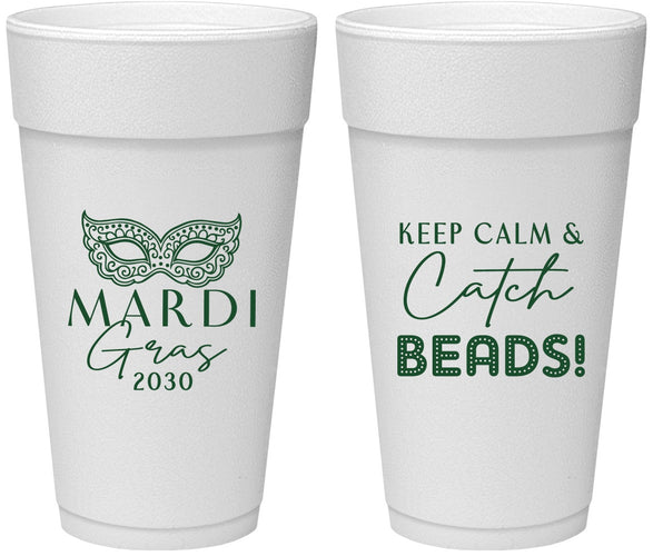Personalized Mardi Gras 24 oz Foam Cups - Beads Nola | 190007