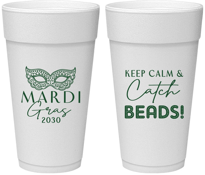 Personalized Mardi Gras 24 oz Foam Cups - Beads Nola | 190007