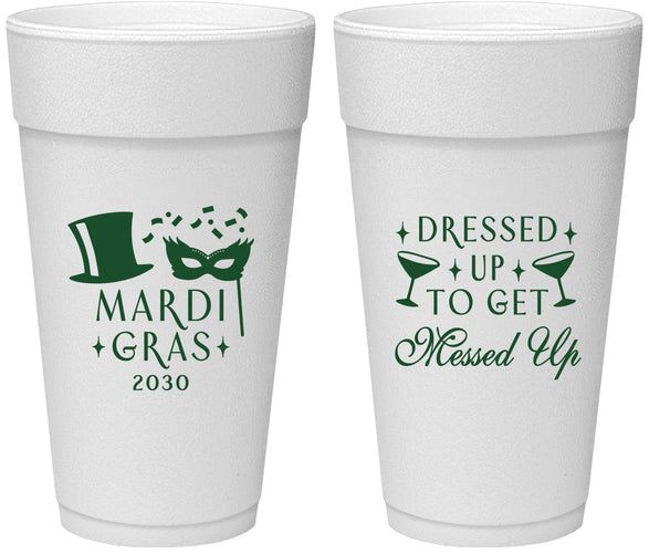 Personalized Mardi Gras 24 oz Foam Cups - Fleur De Lis | 190015