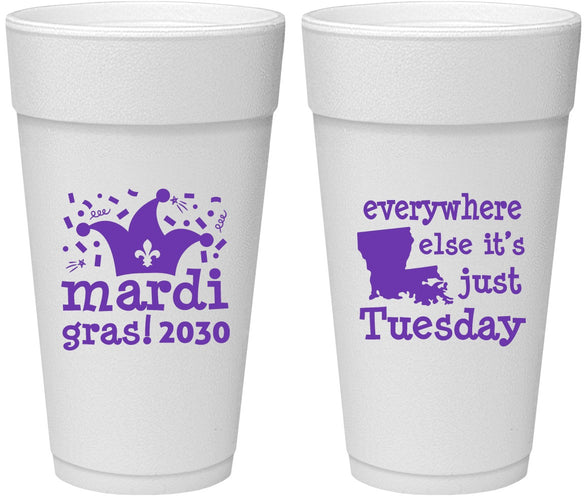 Personalized Mardi Gras 24 oz Foam Cups - Nola New Orleans | 190016